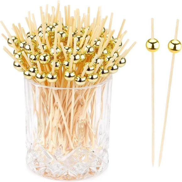 12cm Pearl Fruit Sticks Handmade Sticks Cocktail Skewers Wooden Fancy Toothpicks - Picture 4 of 4